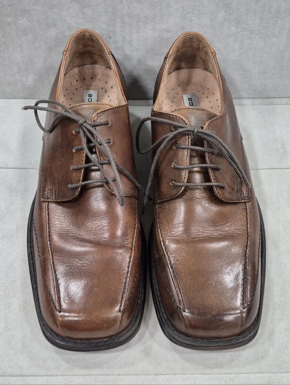 Bostonian Oxford Derby dress shoes men's 9M brown leather square toe